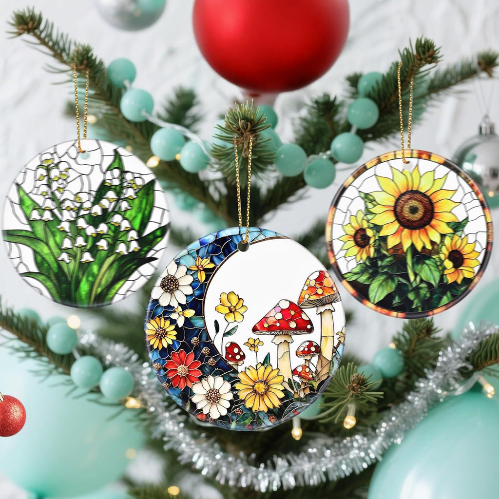Christmas Ornaments, Dodosky 2.8in Ceramic Mushroom Ornament, Xmas Decor, Christmas Tree Ornaments, Xmas Decorations for Tree, Holiday Ornament, Gifts for Mushroom Lovers, Gifts for Women