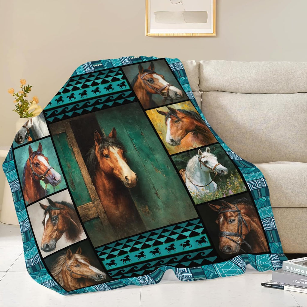 Horse Throw Blanket Horse Stuff Gifts for Kids Girls Boys Adults Women Men Soft Cozy Warm Plush Fluffy Fuzzy Fleece Blanket Decor 40''X50''