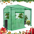 EAGLE PEAK Instant Pop-up Greenhouse, Indoor Outdoor Plant Gardening Green House, Roll-Up Zipper Doors and Side Windows, Walk in 8x6 ft, Green/Clear