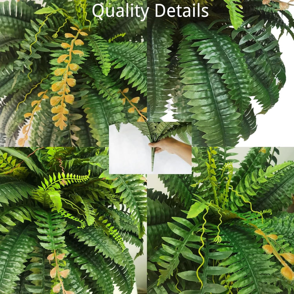 Giant Artificial Boston Ferns for Outdoors Large,Uv Resistant Lifelike Artificial Plants Large,Faux Fern Silk Ferns That Look Real,Fake Fern for Outside Lifelike 128 Branches