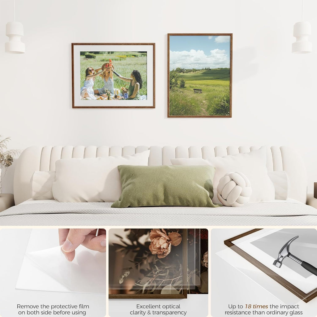 Fun Memories 20x26 Oak Picture Frame for Wall, 20x26 Frame with Matted to 16x22, Solid Wood Picture Frames for Wall Art Photo and Prints (Walnut, 1 Pack)
