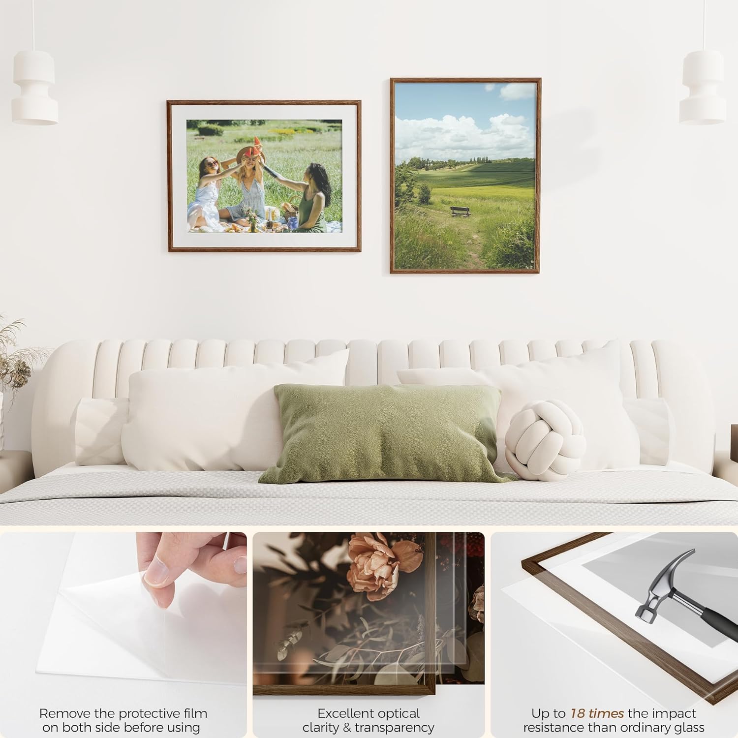 Fun Memories 20x26 Oak Picture Frame for Wall, 20x26 Frame with Matted to 16x22, Solid Wood Picture Frames for Wall Art Photo and Prints (Walnut, 1 Pack)