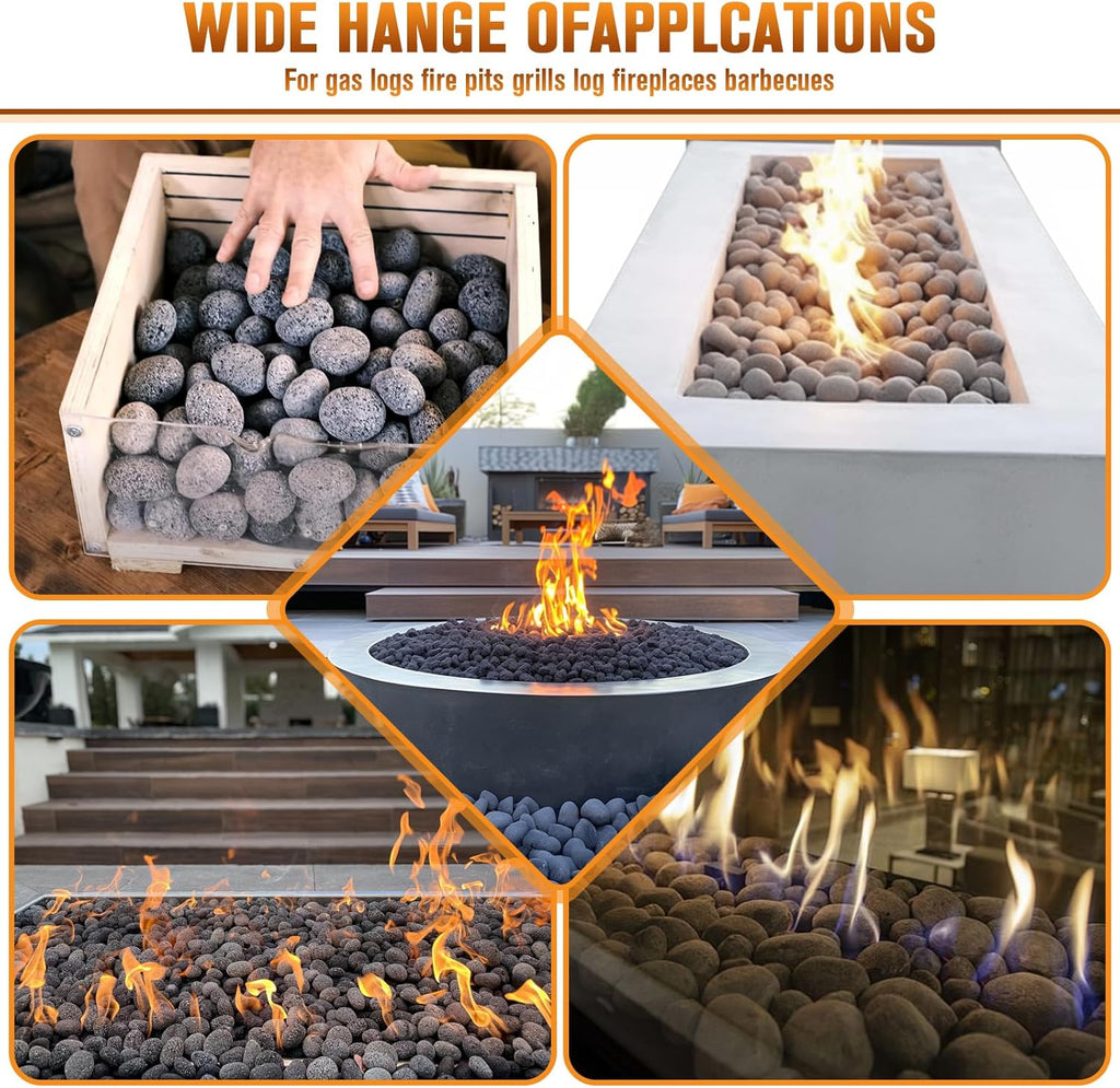Black Lava Rocks for Fire Pit,2"-3" Natural Lava Stones, Black Lava Rocks for fire Pit and Fireplace（10 Pound）
