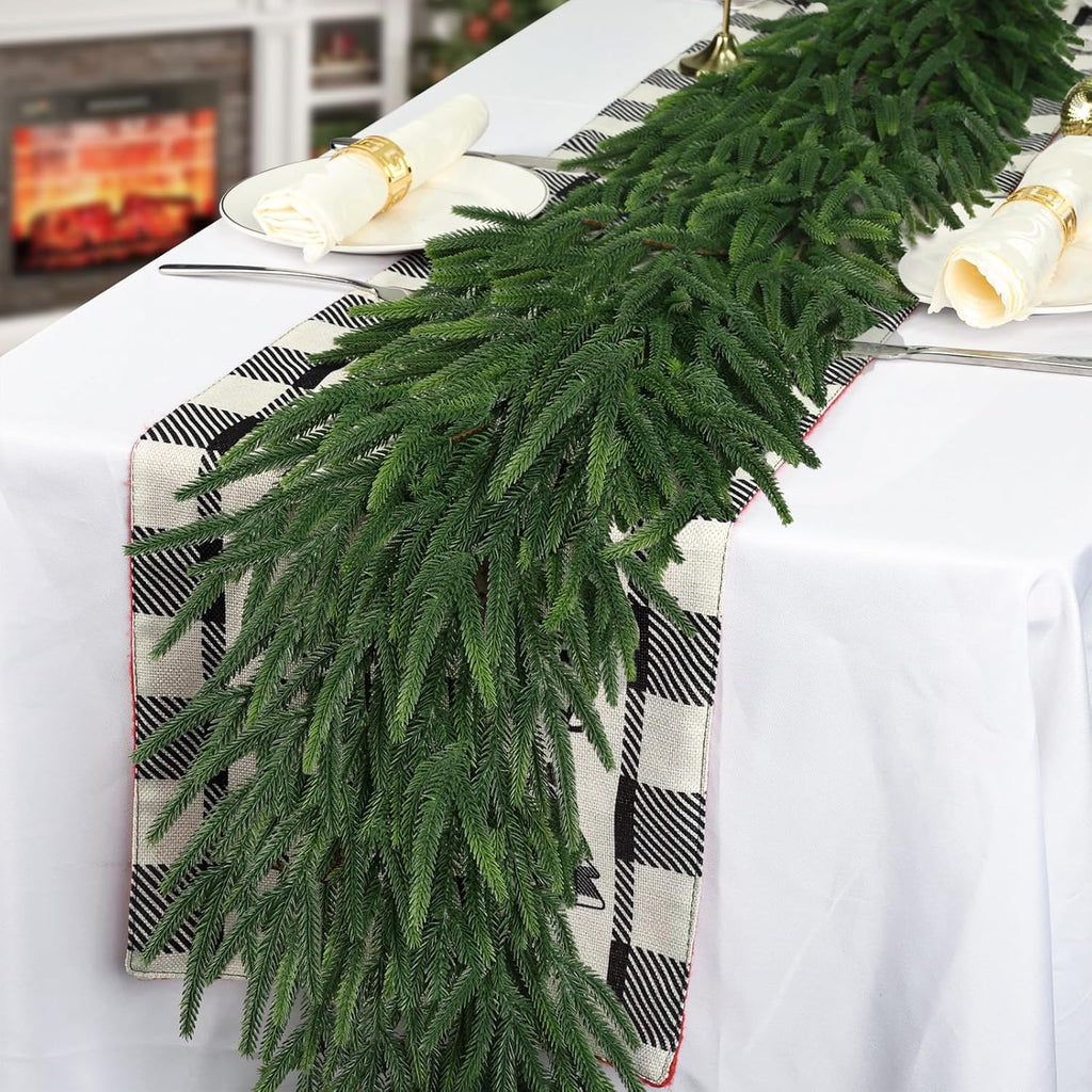 16FT Realistic Christmas Garland Pine Garland Real Touch Green Artificial Greenery Garland Artificial Pine Garlands,for Table Mantle Wall Indoor Outdoor Christmas All-Season Decorations