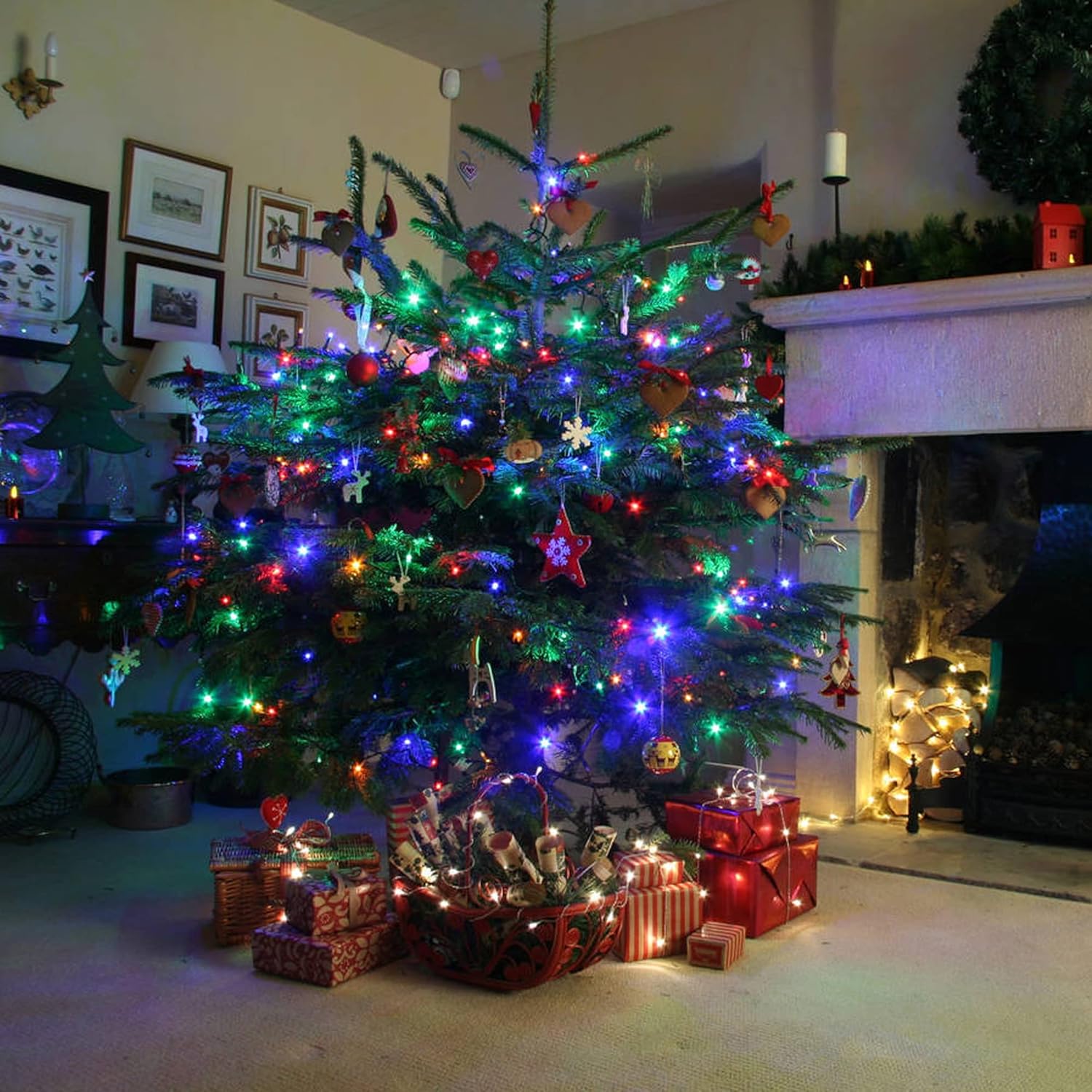 Dazzle Bright Christmas String Lights, 100 LED 33 FT Connectable Fairy Lights with 8 Modes, Waterproof Christmas Decorations for Indoor Outdoor Holiday Party Home Tree Decor (Multi-Colored)