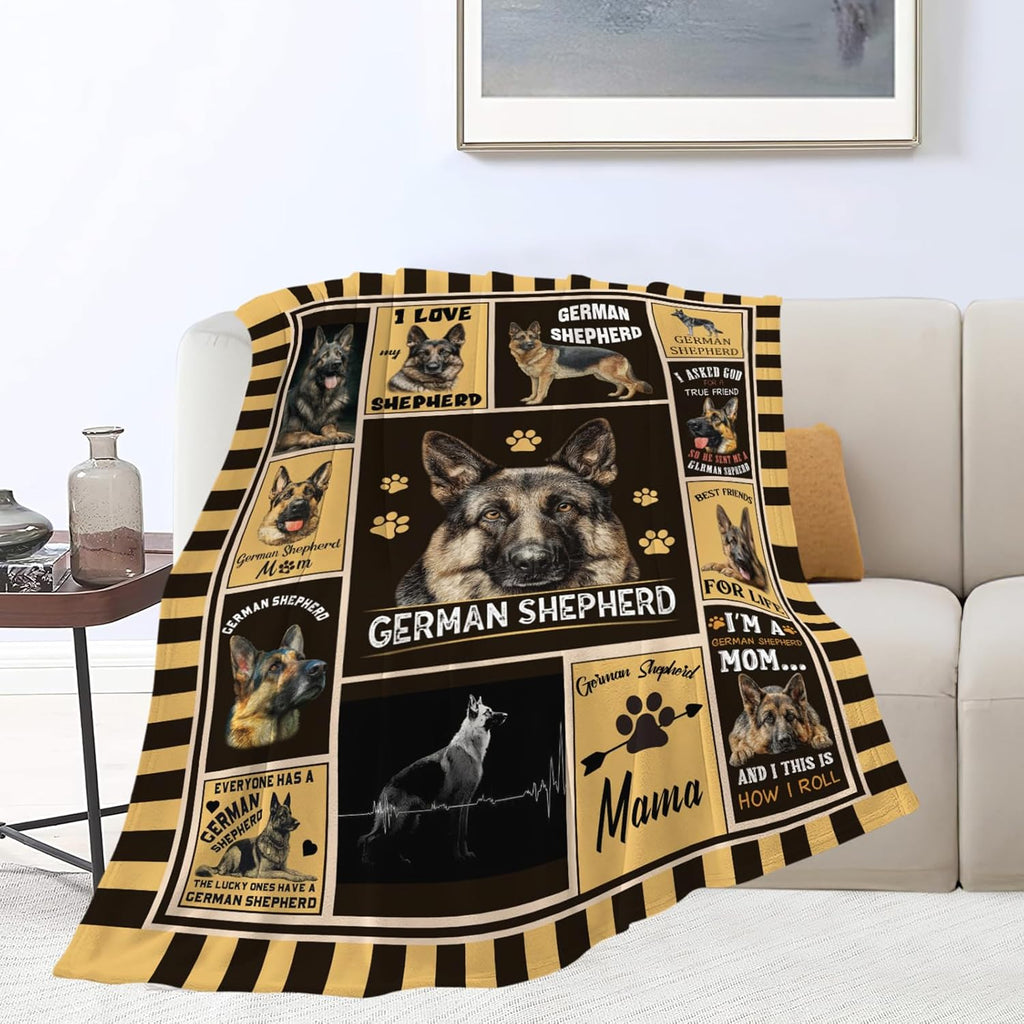 German Shepherd Throw Blanket German Shepherd Puppy Stuff Gifts for Dog Lover Kids Girls Boys Adults Women Men Soft Cozy Warm Plush Fluffy Fuzzy Fleece Blanket Decor 50''X60''