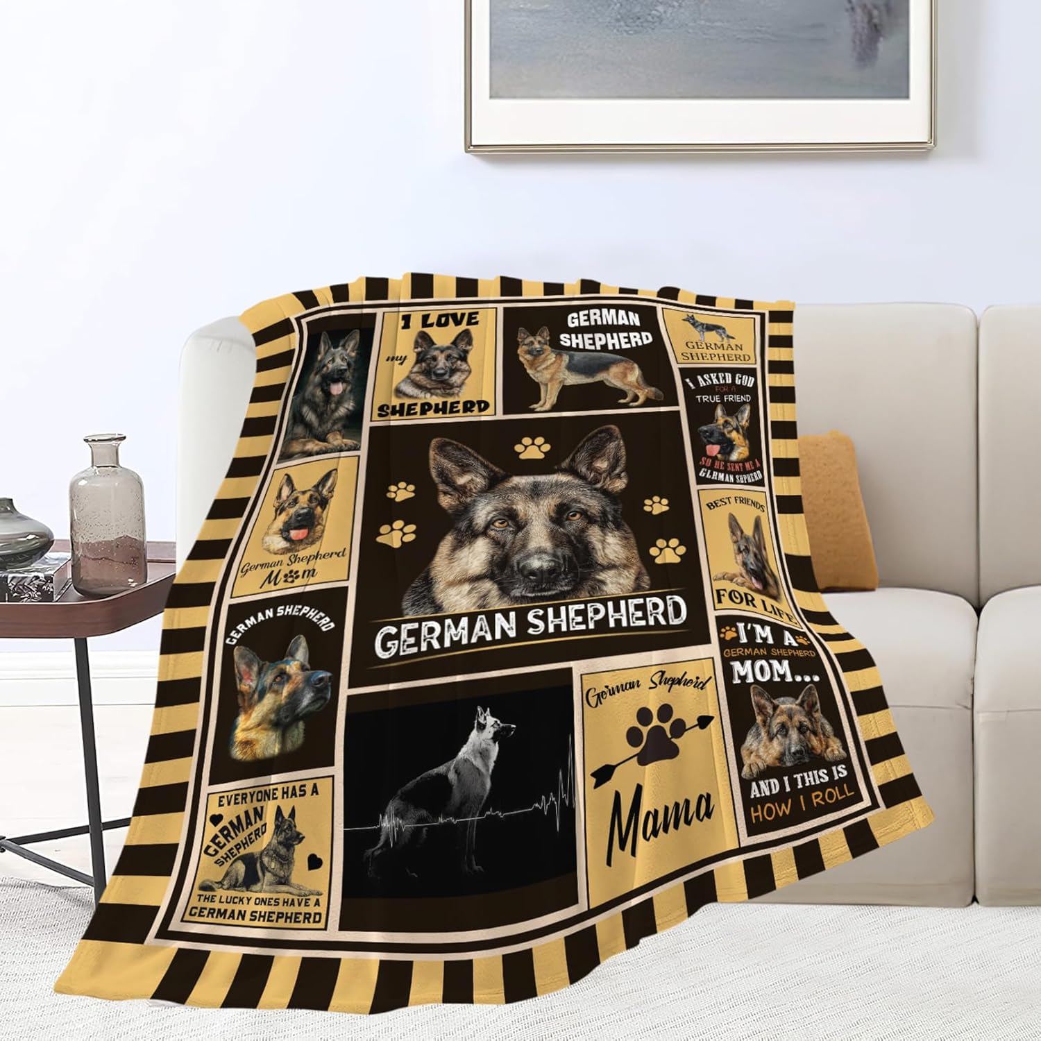 German Shepherd Throw Blanket German Shepherd Puppy Stuff Gifts for Dog Lover Kids Girls Boys Adults Women Men Soft Cozy Warm Plush Fluffy Fuzzy Fleece Blanket Decor 40''X50''