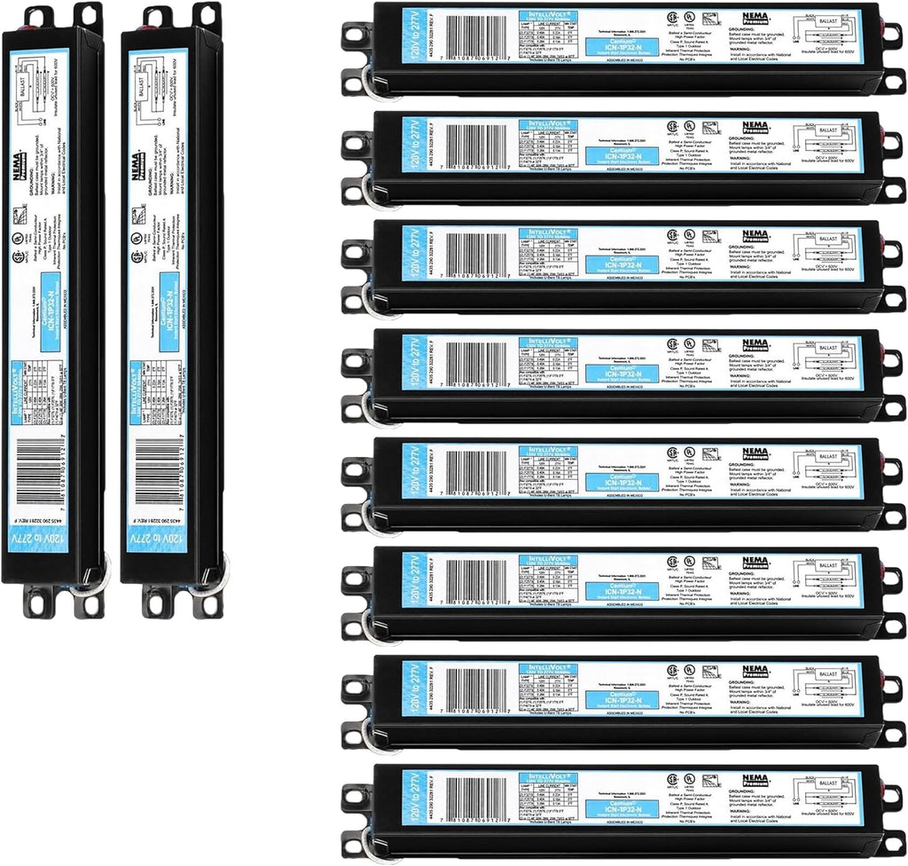 ICN1P32N, 120-277V, 50-60Hz Input Frequency, Solid Wire Type, Instant Start Centium Electronic Fluorescent Ballast for 1 F32T8 Lamp Type, Indoor/Outdoor Use with Automatic Restart Ballast Box, 10 Pack