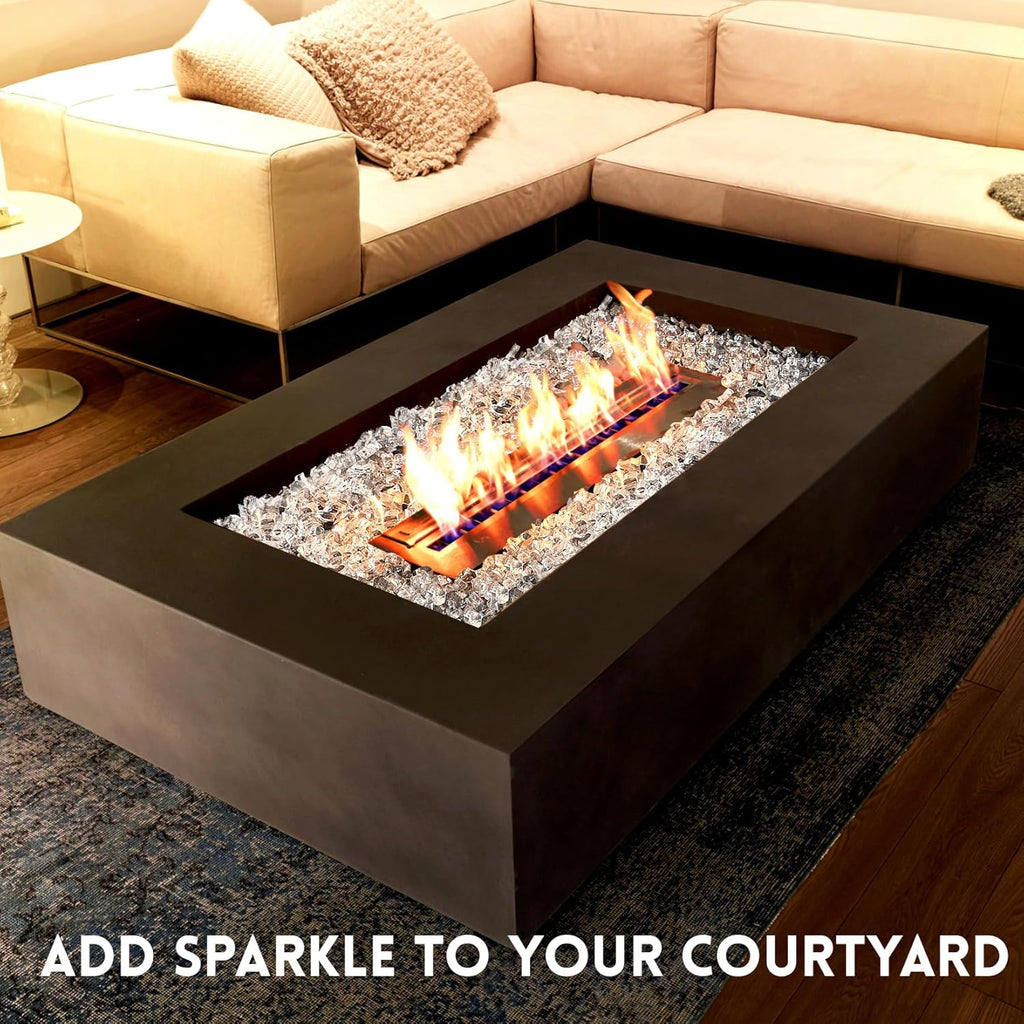 GasSaf 1/2 Inch Fire Glass Reflective Tempered Fireglass Cut Crushed FireGlass for Fire Pit, Fireplace, Replaces Existing Gas Logs & Lava Rocks (20 Pound)(Crystal Ice Reflective)