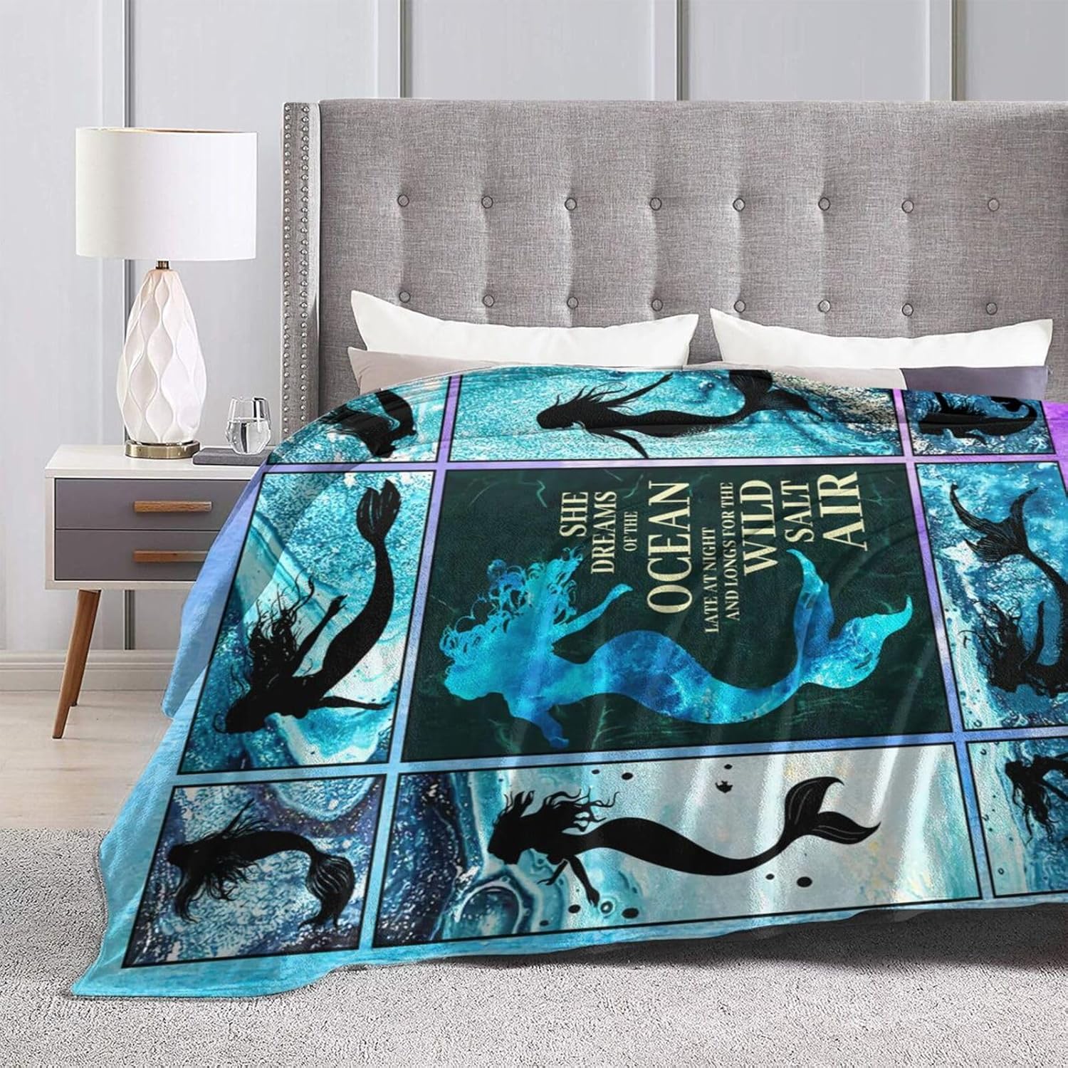 Mermaid Blanket Mermaid Throw Blanket Flannel Stuff Merch Cozy Decor Fleece Plush Fuzzy Warm Soft Lightweight Bedding Gifts for Girls Women Men Boy Couch Sofa 80"X60"