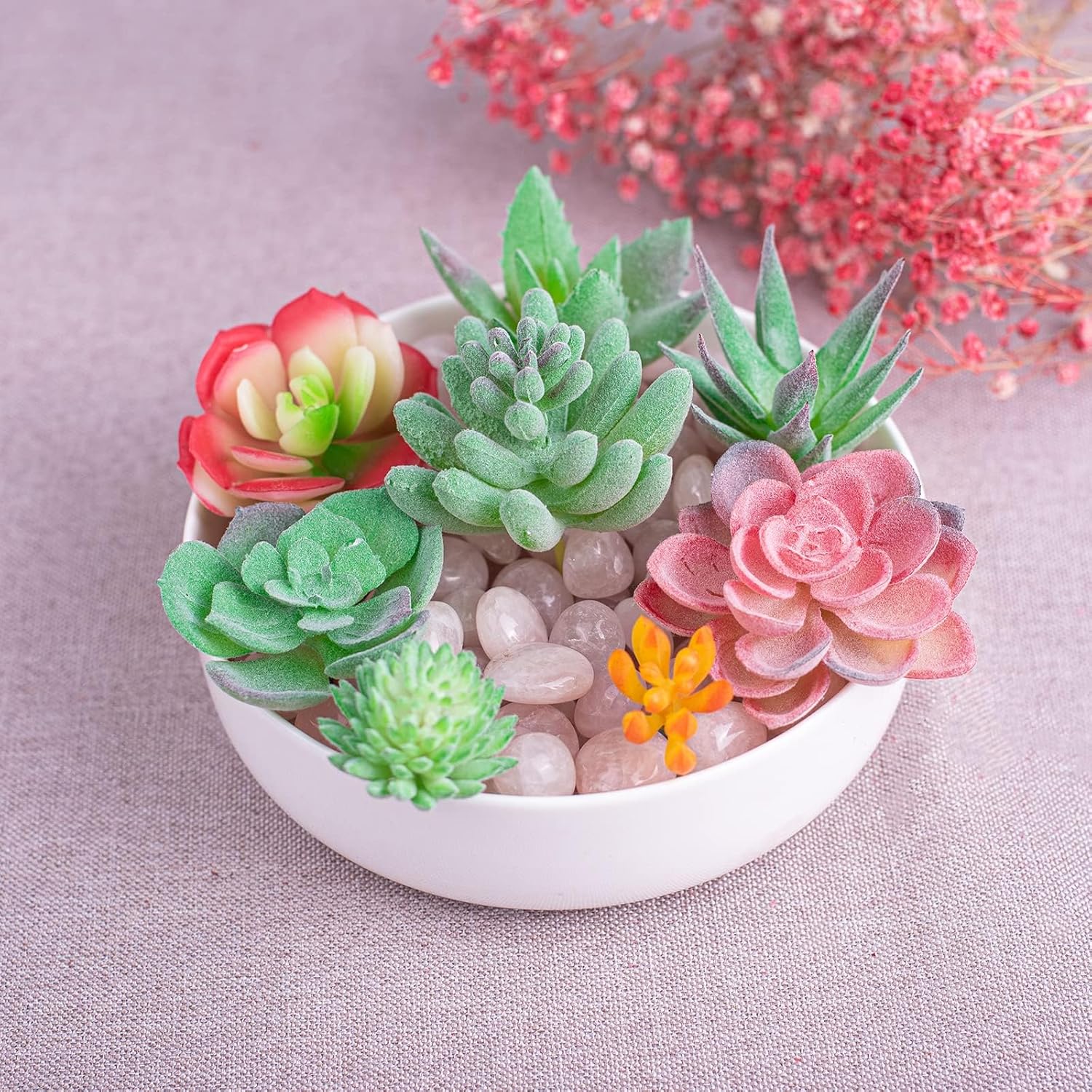 Polished Rose Quartz Crystal Set, 0.4", 128 Pcs - Handpicked Tumbled Stones and Crystals Bulk for Healing, Reiki, Meditation, Witchcraft and Home Decor