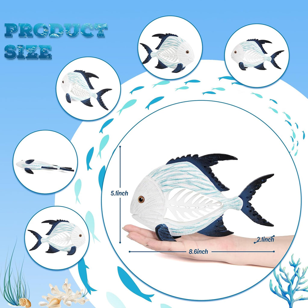 Leekung Coastal Fish Figurines for Home Decor,Resin Fish Statue for Beach Decoration,Sea Beach Coastal Decorations Themed,Table Desk Shelf Decor Statue for Bathroom Bedroom Office,Modern Decor Gifts