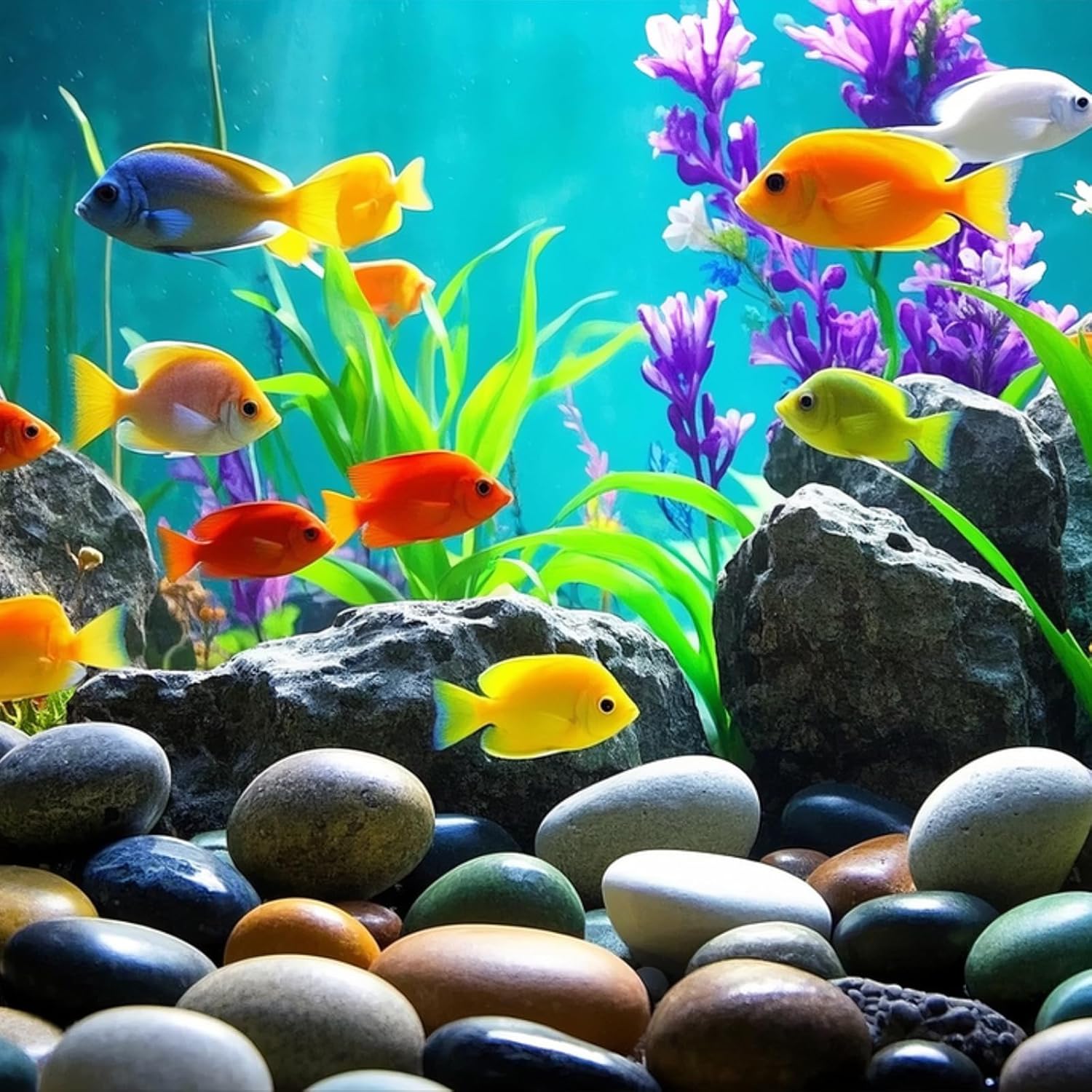 River Rocks, 20lbs Aquarium Rocks, 2-3 Inch Colorful Pebbles for Indoor Plants, Natural Stones for Landscaping Garden Paving Plant Rocks Crafting Walkways