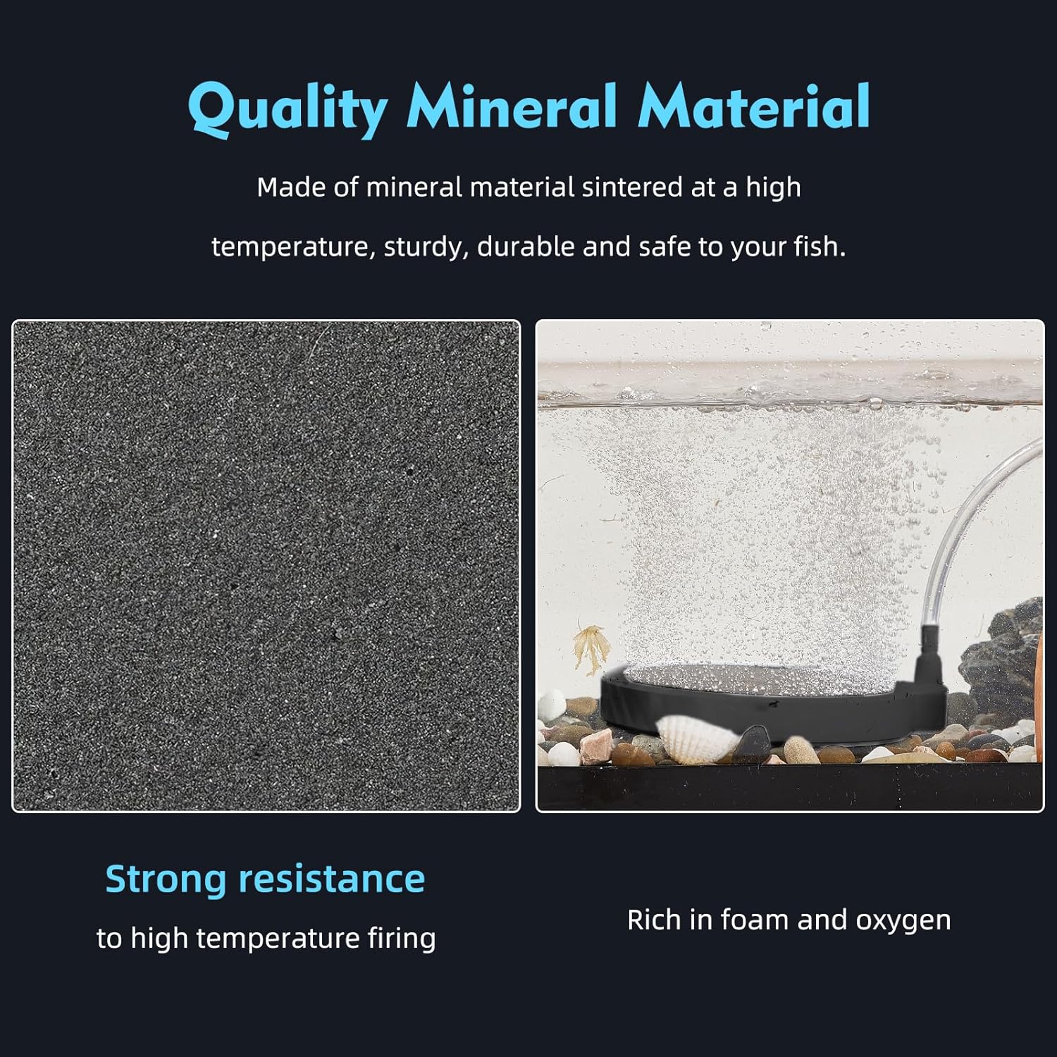 Rise Torrent 3.9 Inch Nano Air Stone with Case - Silent High Oxygen Bubbler for Aquariums, Fish Tanks & Hydroponic Systems, Black Small Bubble Diffuser Accessories (No Air Pump and Air Tube)