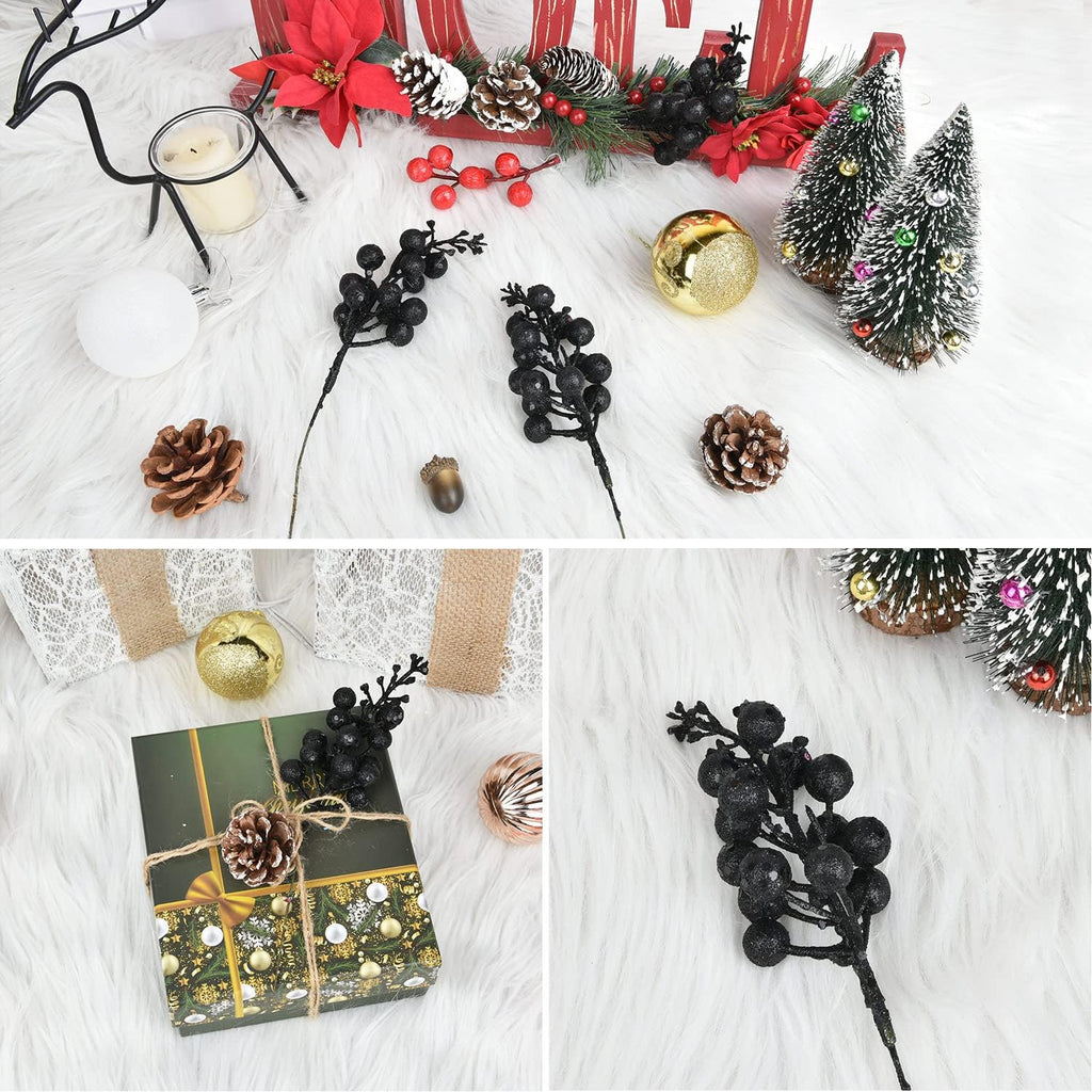 Red Berries, 14 Pack Artificial Berry Stems for Christmas Tree Decorations, Crafts, Holiday and Home Decor, 7.9 Inches (Black) …