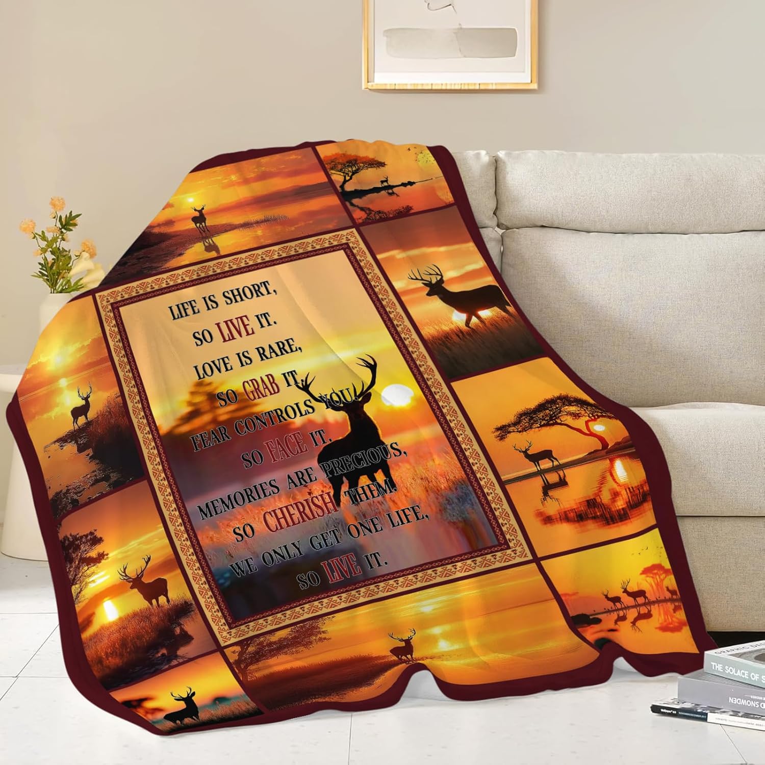 Deer Throw Blanket Deer Elk Stuff Gifts for Kids Girls Boys Adults Women Men Soft Cozy Warm Plush Fluffy Fuzzy Fleece Blanket Decor 40''X50''