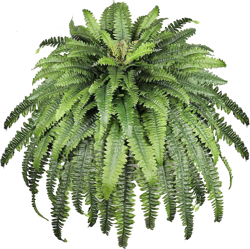 Fake Fern, 68" Large Artificial Ferns for Outdoors & Indoors, UV Resistant Faux Boston Fern Greenery with Lush Long Leaves Suitable for Planters Porch Windowsills Garden Home Decor, Hanging or Potted