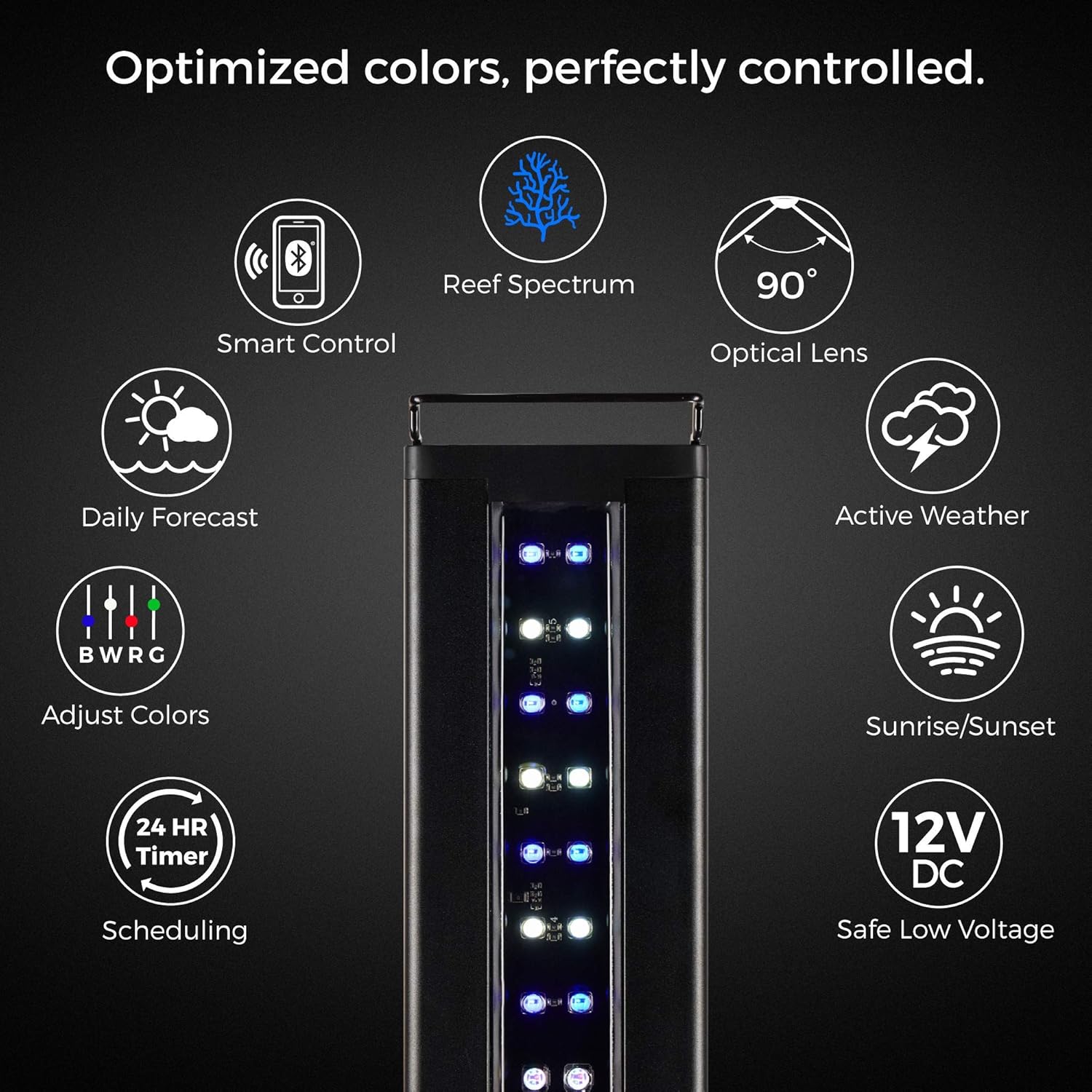 CURRENT USA 24-36" Inch Orbit Marine IC Loop LED Saltwater Reef Marine Aquarium Light with Bluetooth App Control | Wireless Lighting & eFlux Wave Pump Control for Fish Tank (4205)