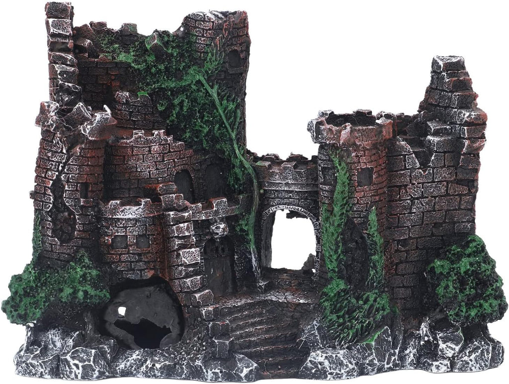 Pilipane Aquarium Castle Decoration Lifelike Hideout Resin Fish Tank House Ornament for Saltwater Freshwater Aquariums Home Fish Tanks