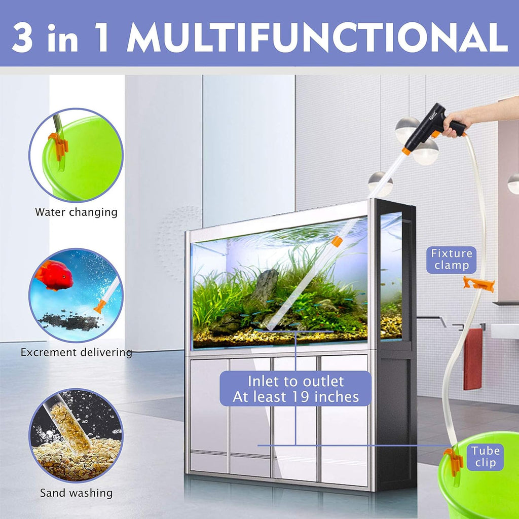 hygger Aquarium Gravel Cleaner, New Quick Water Changer with Air-Pressing Button Fish Tank Sand Cleaner Kit Aquarium Siphon Vacuum Cleaner with Water Hose Controller Clamp