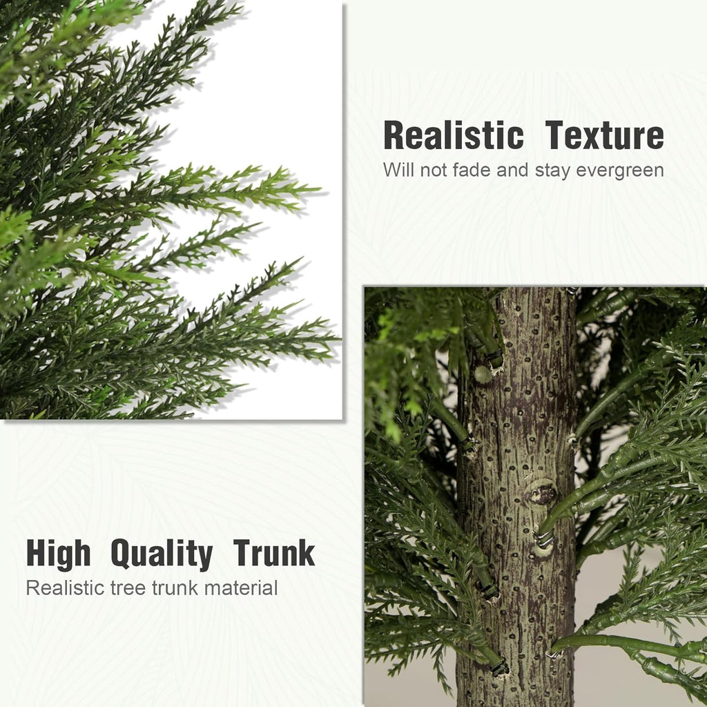 3FT Artificial Cedar Trees Set of 2, Realistic Faux Evergreen Topiary Bushes Plants, Outdoor Potted Fake Cypress Shrubs for Front Porch Garden Home Living Room Decor