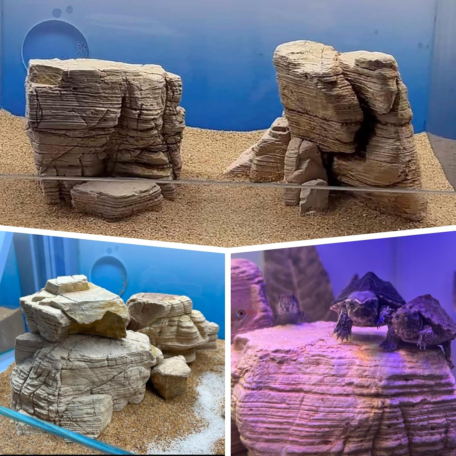 Natural Aquarium Rocks PH Neutral Stone 2-7inch Fish Rocks 10lb Pagoda Rocks for Aquariums, Landscaping Model,Tank Decoration,Amphibian Enclosures-6-7Pcs