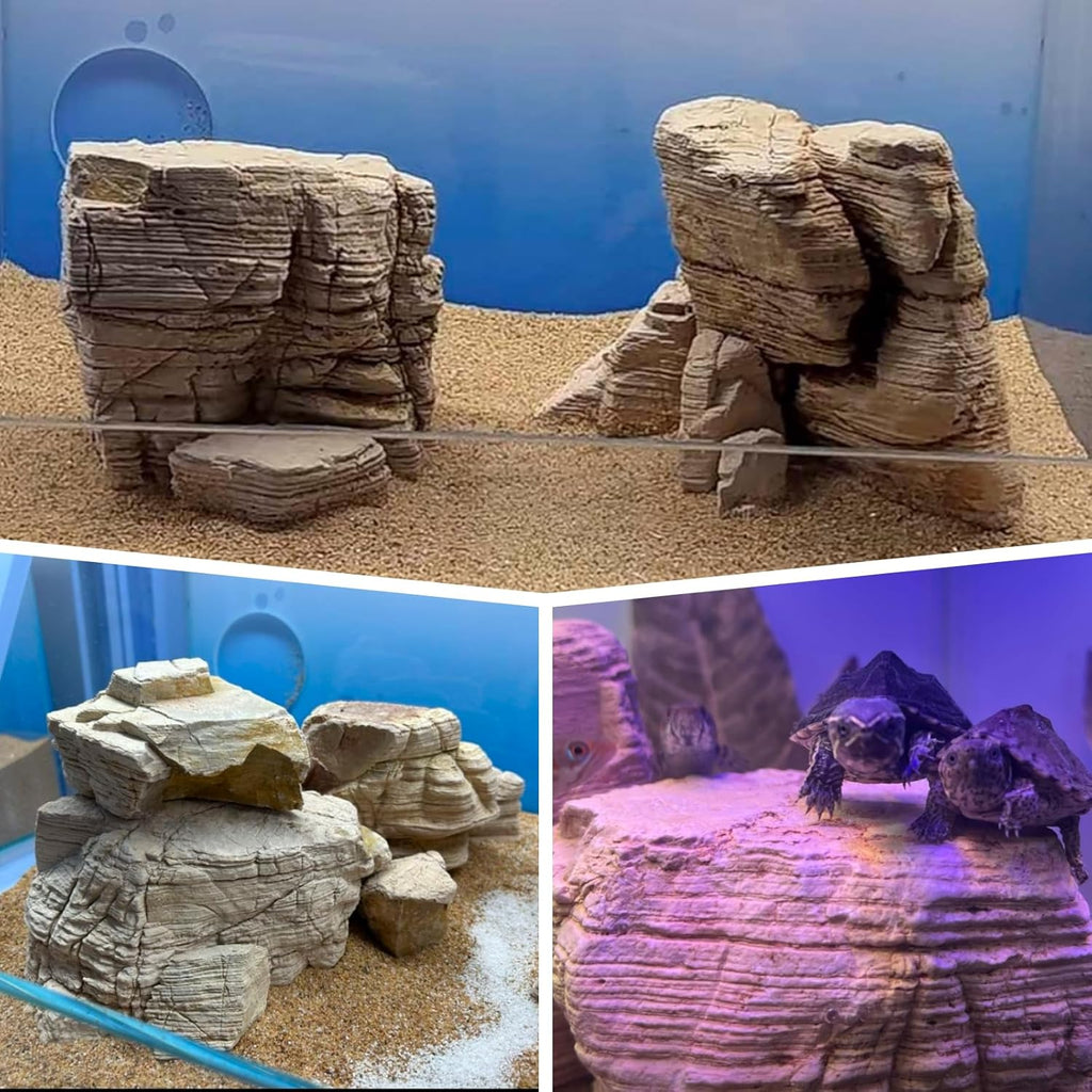 Aquarium Stone Rock 20lb Fish Tank Stone 2-8inch for Aquarium Landscaping, Terrariums, Vivarium Enclosures, Miniature and Fairy Gardens-7-8Pcs