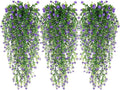 WEISPARK Artificial Hanging Flowers, 9pcs Fake Eucalyptus Vine Faux Flower Greenery Garland Plastic Plants for Indoor Outdoor Wall Garden Wedding Home Party Decor (9pcs Purple)