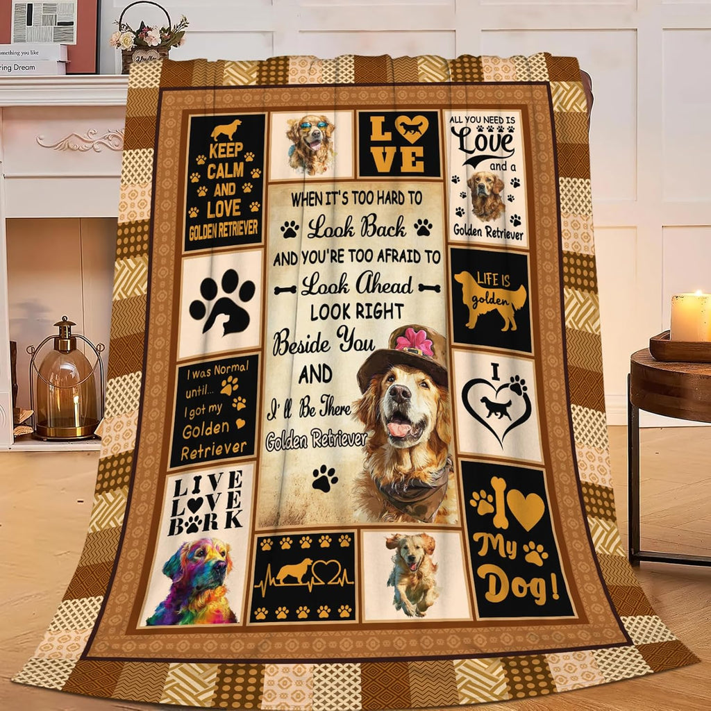 Golden Retriever Throw Blanket Golden Retriever Puppy Stuff Gifts for Dog Lover Kids Girls Boys Adults Women Men Soft Cozy Warm Plush Fluffy Fuzzy Fleece Blanket Decor 40''X50''