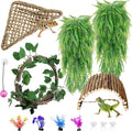 Hamiledyi Ladder and Hammock for Bearded Dragon Tank Accessories Active 11 PCS Reptile Hammock Bridge Flexible Jungle Climber Vines Leopard Gecko Tank Habitat Decor Terrarium Plants for Lizard Hiding