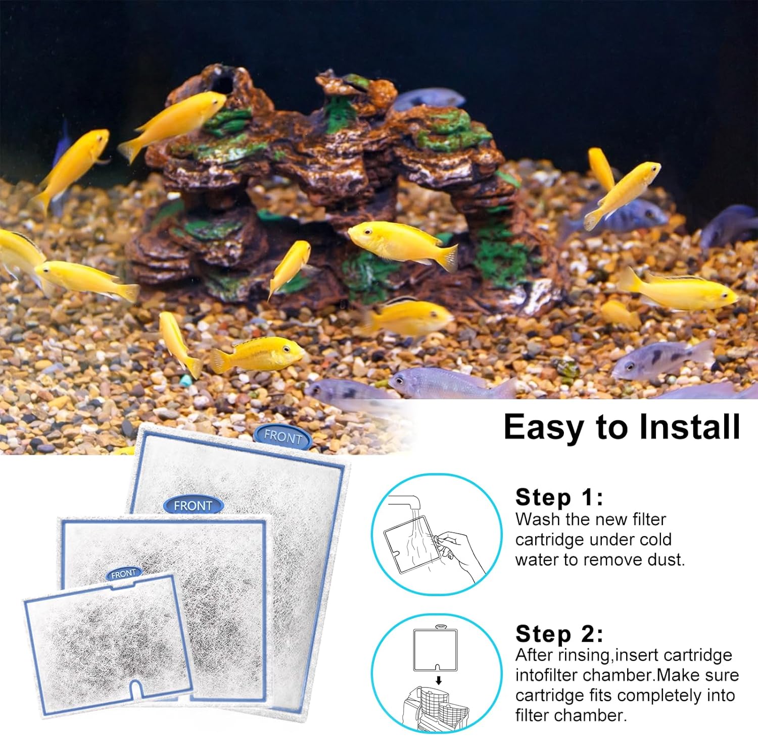 8 Pack Small Aquarium Filter Cartridges Compatible with Aqueon Replacement Filter Cartridges Compatible with Aqueon QuietFlow E Internal Power Filter Size 10 and Minibow Aquarium Filters Size 1/2.5/5