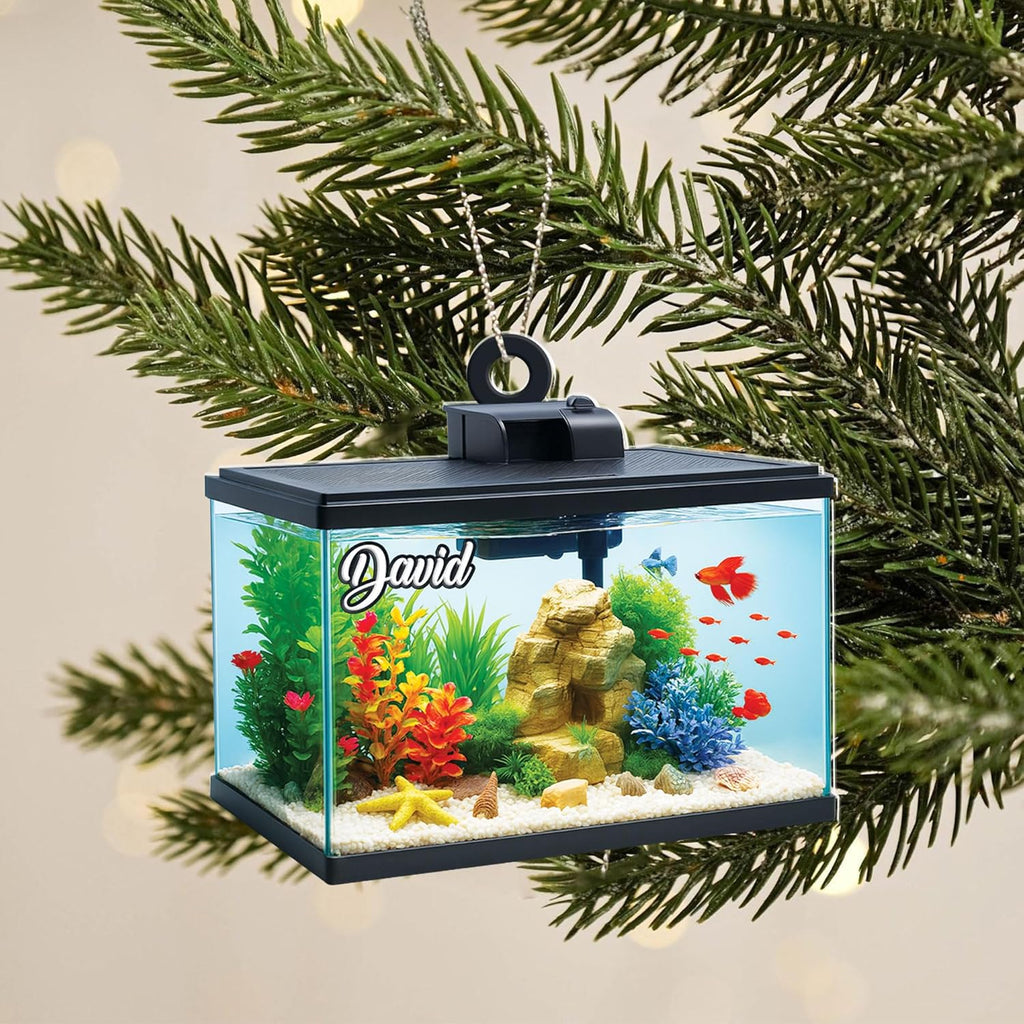 Personalized Aquarium Fish Tank Ornament, Fishes Christmas Ornament, Underwater Aquarium Ornament, Aquarium Decorations for Fish Tank, Gift for Ocean Lovers, Scuba Divers (FT3)