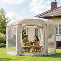 Porayhut Pop up Bubble Tent Screen House 10’X10’Large Camping Sun Shelter,Weather and Cold Proof Pod with Detachable Sunshade Cloth,Waterproof Floor,2 Zipper Doors & 4 Mesh Breathable Windows