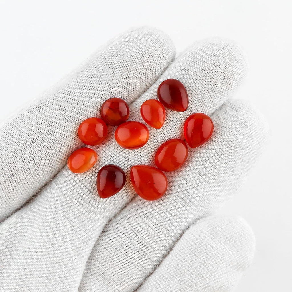 CRYSTALIS 10pcs Natural Mexican Fire Opal, Loose Gemstone, Wholesale Bulk Cabochons, Jewelry Making Supply, Chakra Healing Polished Stones, Wire Wrapping, DIY, Gem Collection, AA+ Grade