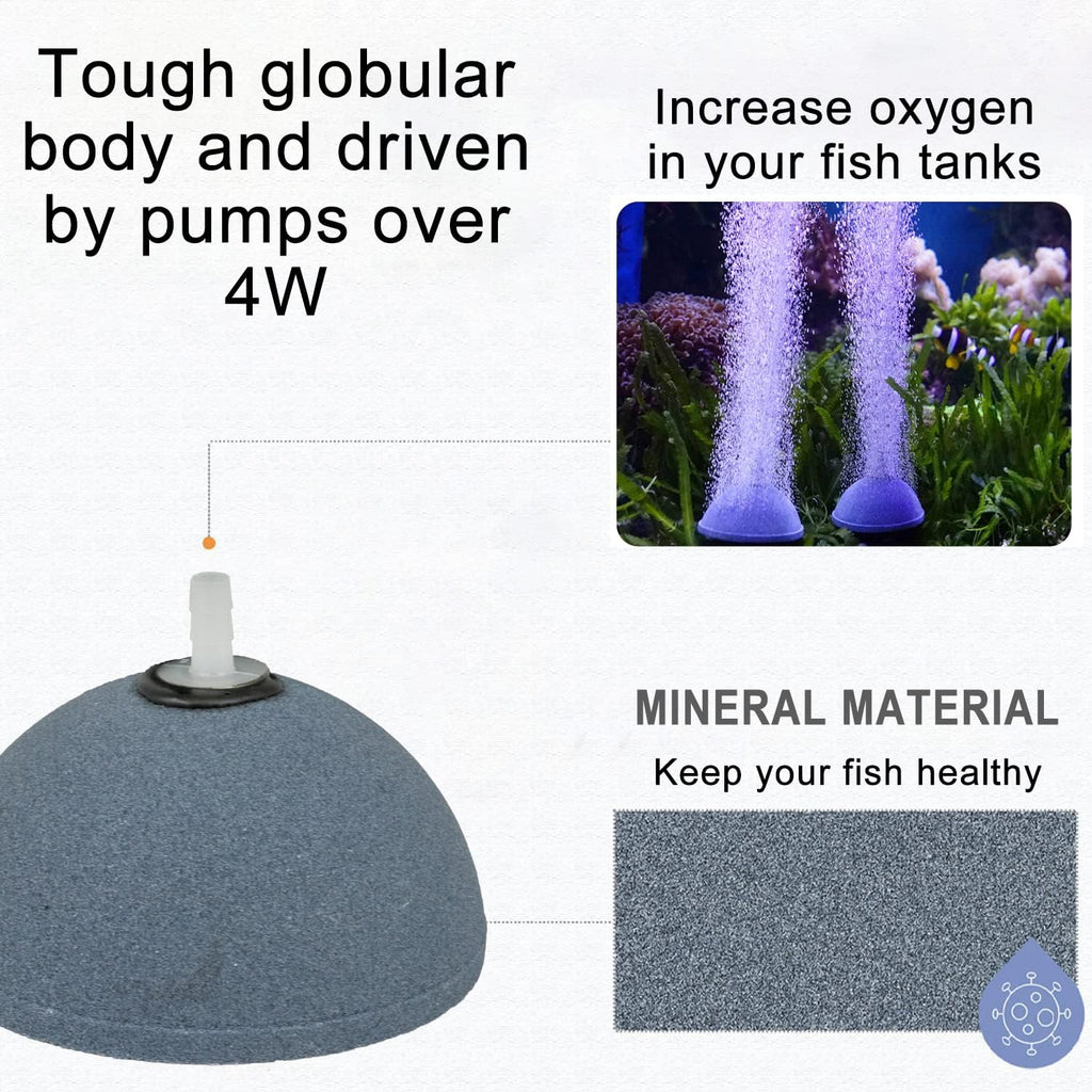 Air Stone Bubble Diffuser Ball - for Aquarium Air Pump and Fish Tanks, Gray, Pack of 10pcs