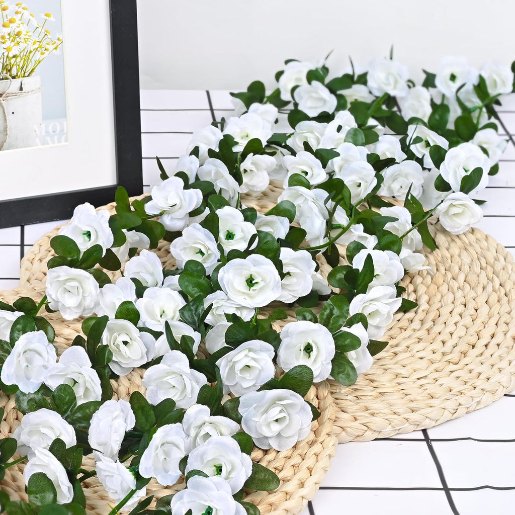 BLEUM CADE 5Pcs 41Ft Flower Garland Artificial Rose Vines for Bedroom, Cute Fake Hanging Flower Vines Floral Garland Decorations for Wedding Party Wall Room Decor Aesthetic