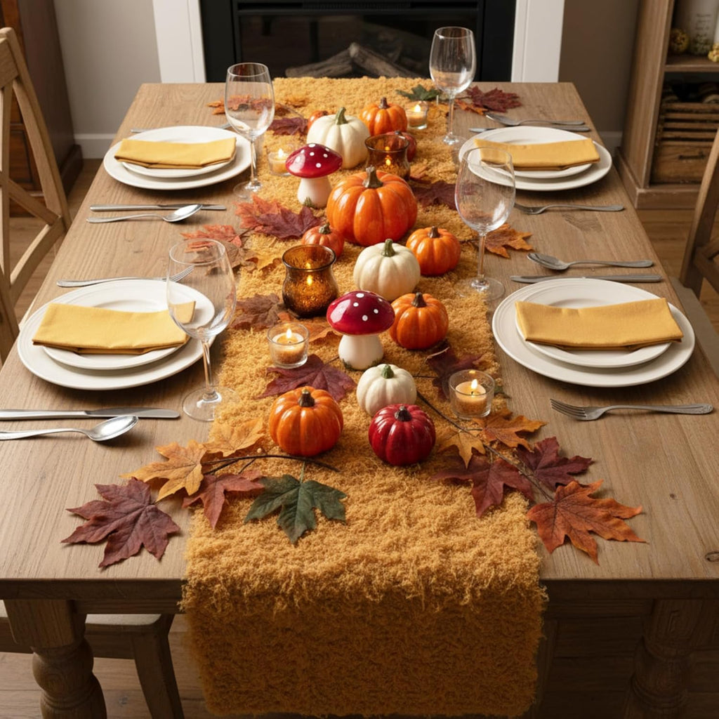 Zeyune 2 Pcs Christmas Fake Moss Table Runner for Crafts 12'' x 71'' Artificial Moss Sheet Roll Waterproof Carpet Blanket for Wall Roof Garden Wedding Birthday Party Table Decoration (Yellow)