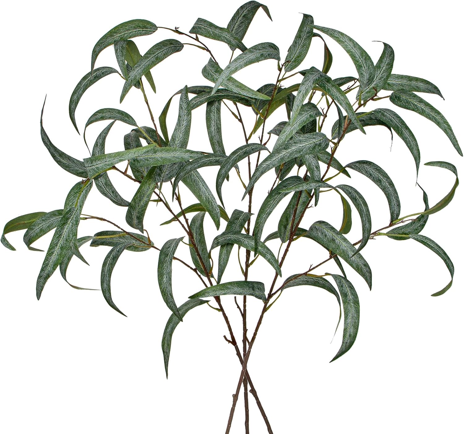 Faux Eucalyptus Stems Willow Eucalyptus Leaves 34” Long Fake Salix Leaves 3 Pcs Artificial Greenery Stems for DIY Bouquet Arrangements Centerpieces Shower Decorations-Artificial Eucalyptus Stems