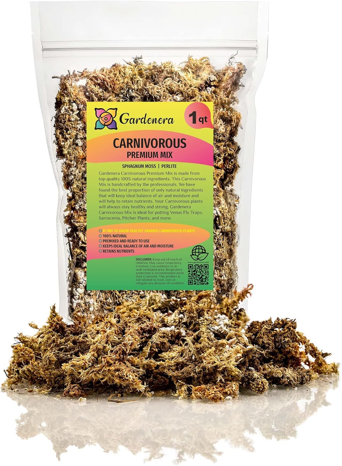 Gardenera Sphagnum Moss Potting Mix for Carnivorous Plants, Moss and Perlite Blend for Potting Venus Fly Traps, Sarracenia, Pitcher Plants - Sphagnum Moss & Perlite - Made in USA - 10 Quart