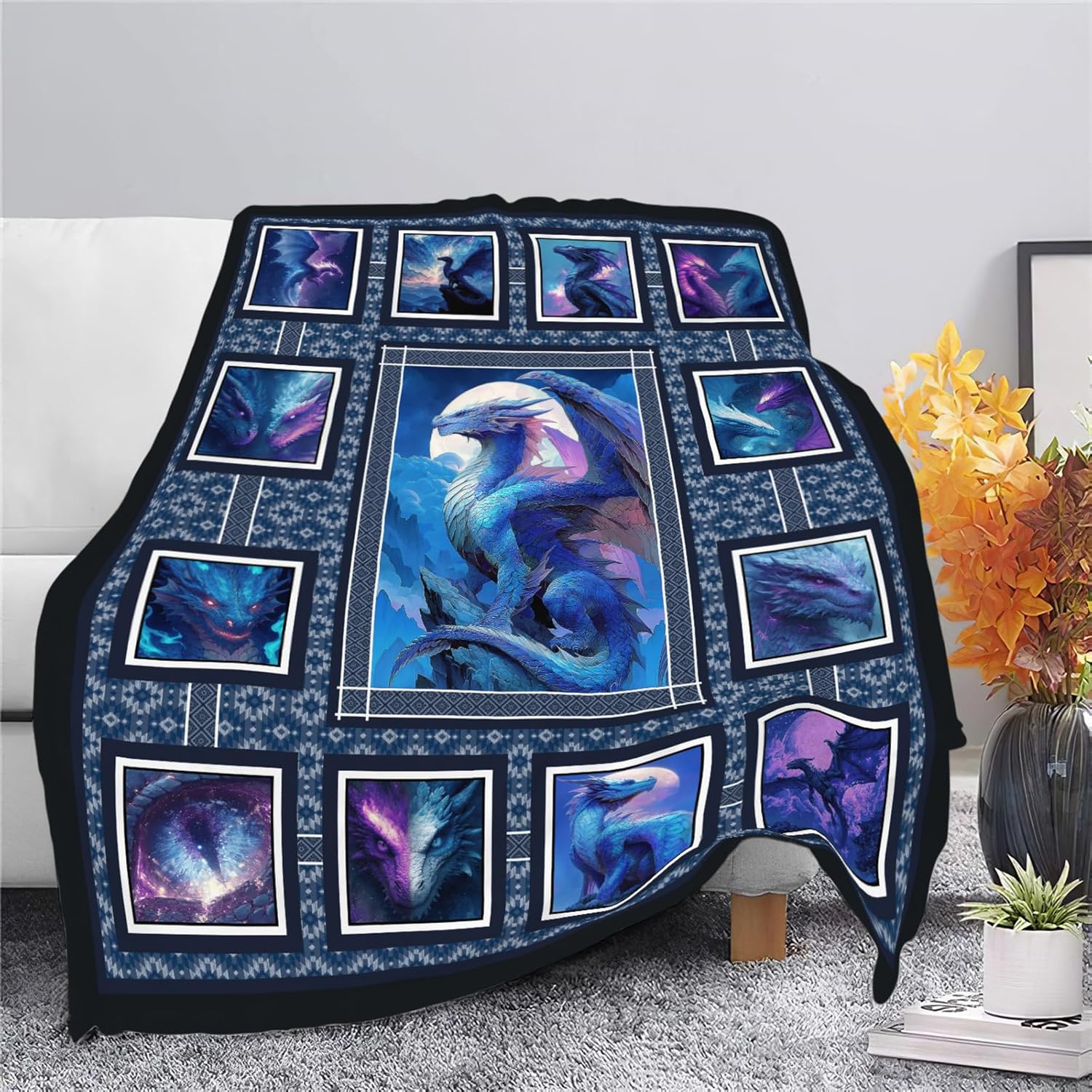 Dragon Throw Blanket Dragon Stuff Gifts for Kids Girls Boys Adults Women Men Soft Cozy Warm Plush Fluffy Fuzzy Fleece Blanket Decor 60''X80''