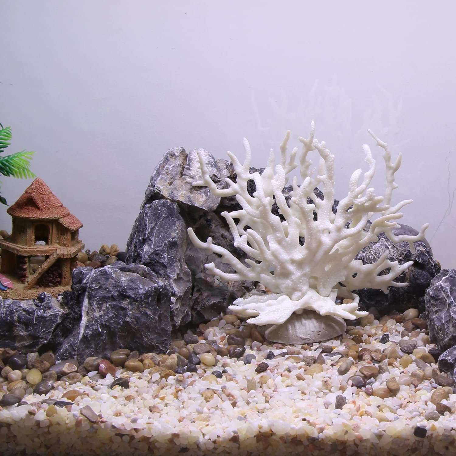 VOCOSTE Coral Reef Decor, Mini Faux Coral Decor for Aquarium Decorations, White,6.5"x5.83"