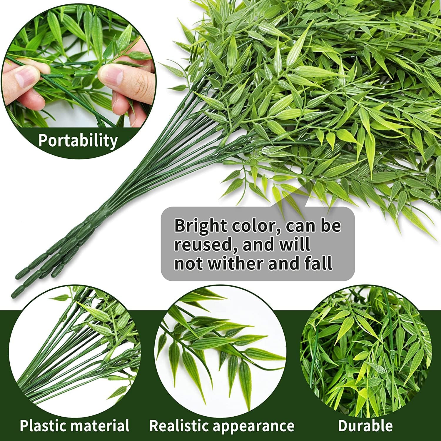 Toprooms Hanging Fake Plants,2 Pcs Faux Eucalyptus Leaf Greenery Vine Plant Faux Plants Fake Ivy Room Decor Home Garden Wedding Party Indoor Outdoor Decorations (Bamboo Cotyledon)
