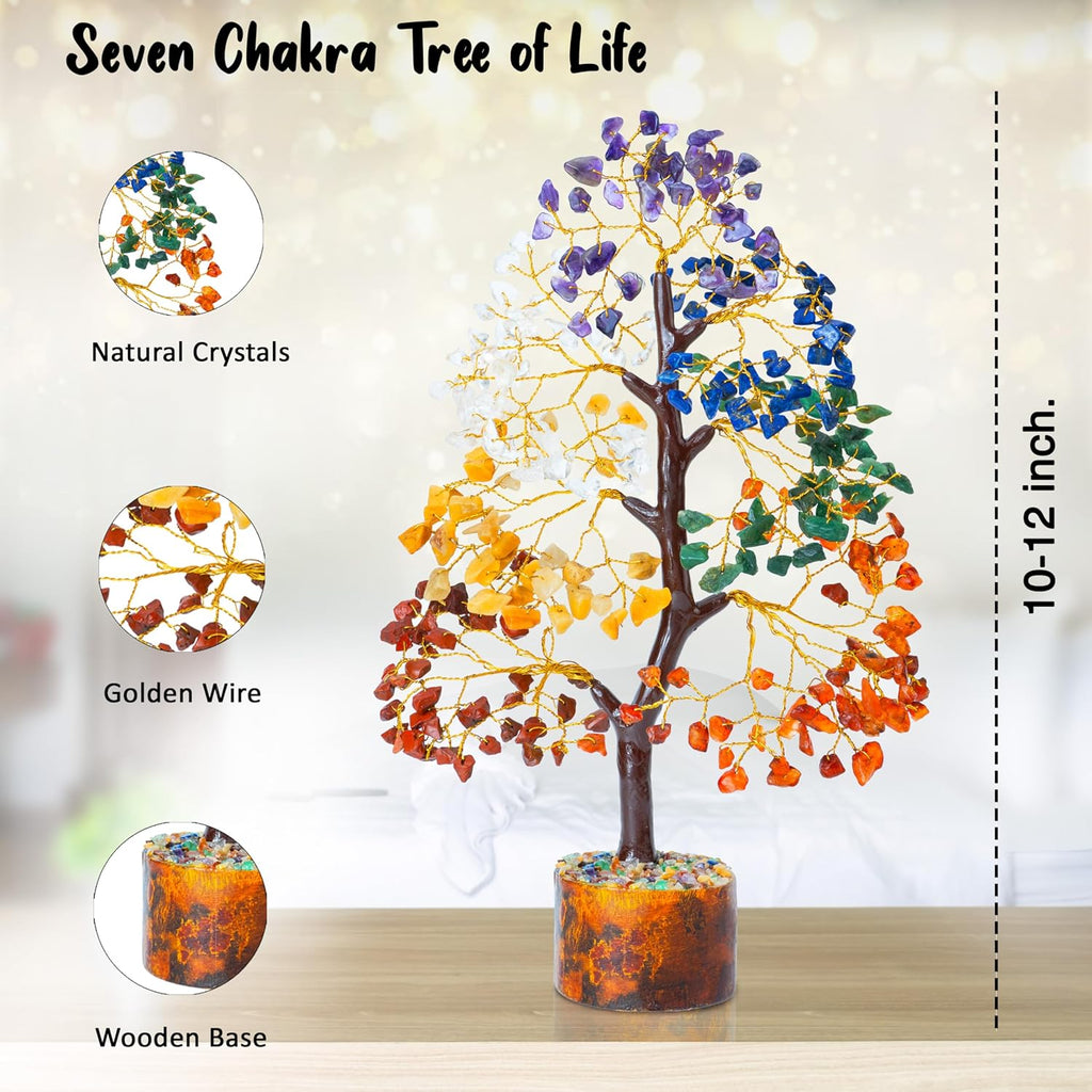 7 Chakra Tree of Life - Crystal Tree for Positive Energy, Attract Good Luck Mothers Day Feng Shui Money Bonsai - Gemstone Tree, Seven Chakra Healing Stones, Home Decoration Gift