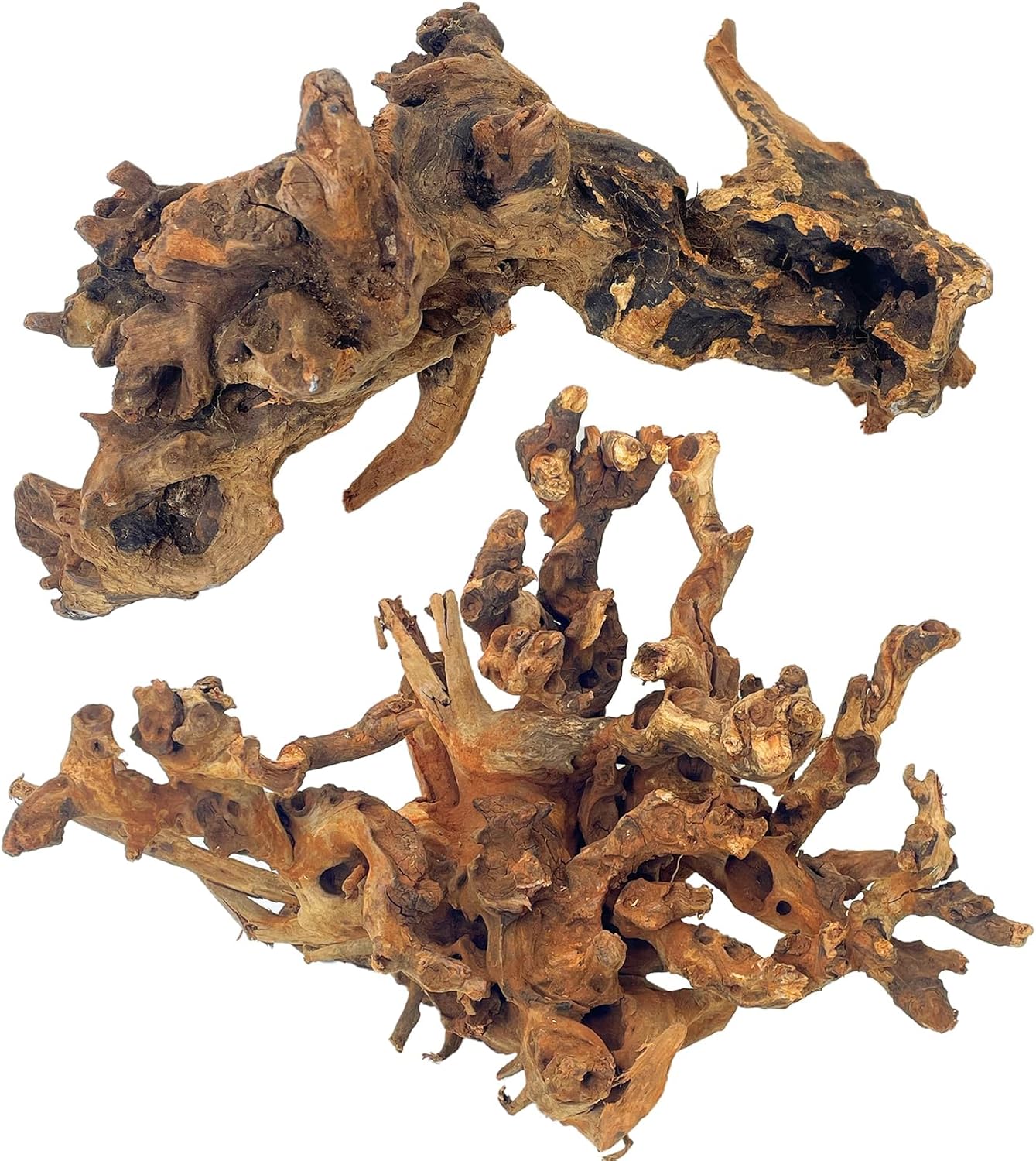 PINVNBY Natural Large Driftwood for Aquarium Fish Tank Decorations, Driftwood for Reptile Tank Bearded Dragon Tank Accessories Terrarium Decor (7.5 to 14.5 inches / 2 Pack)