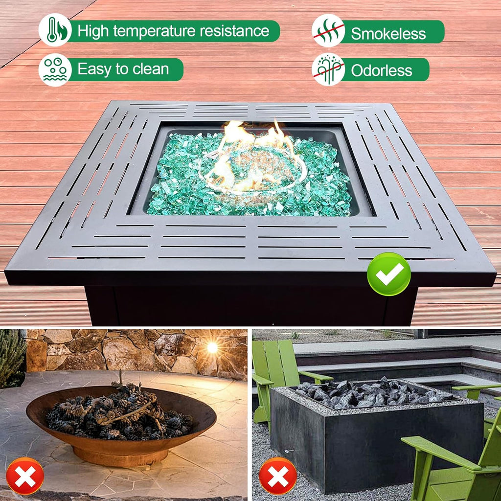 GasSaf 1/2 Inch Fire Glass Reflective Tempered Fireglass Cut Crushed FireGlass for Fire Pit, Fireplace, Replaces Existing Gas Logs & Lava Rocks (10 Pound)(Green Reflective)