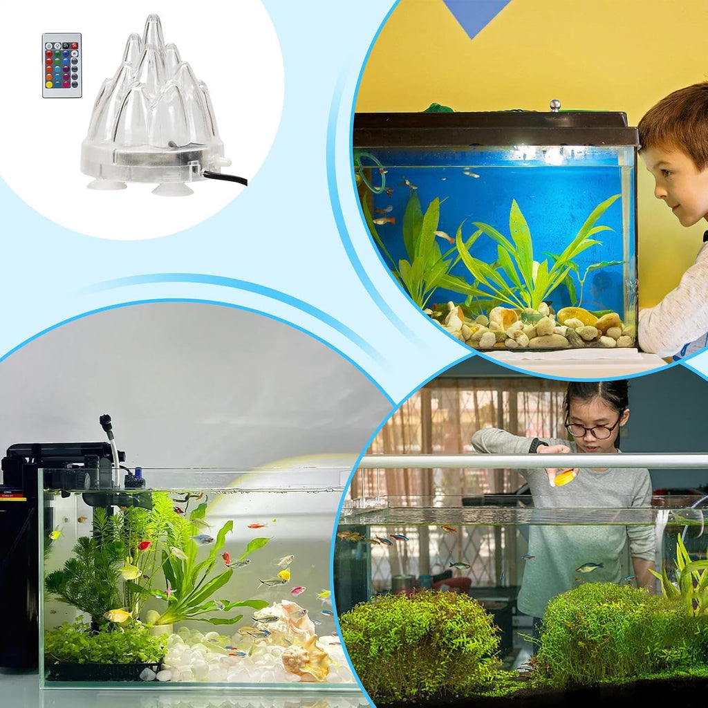 Aquarium Volcano Ornament - Remote-Controlled Volcano, Aquarium Decoration with Built-in Air Stone Bubbler, Interactive Design for Saltwater and Freshwater Tanks, Turtle Bowls, and Home Display