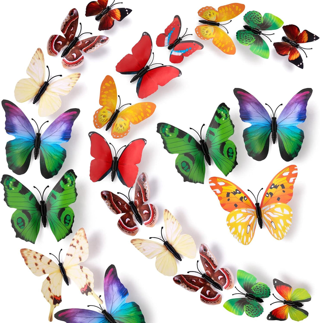 LiveGallery 72 PCS 6 Colors Removable 3D DIY Beautiful Butterfly Wall Decals Colorful Butterflies Art Decor Wall Stickers Murals for Kids Baby Boy Girls Bedroom Classroom Offices (Color)