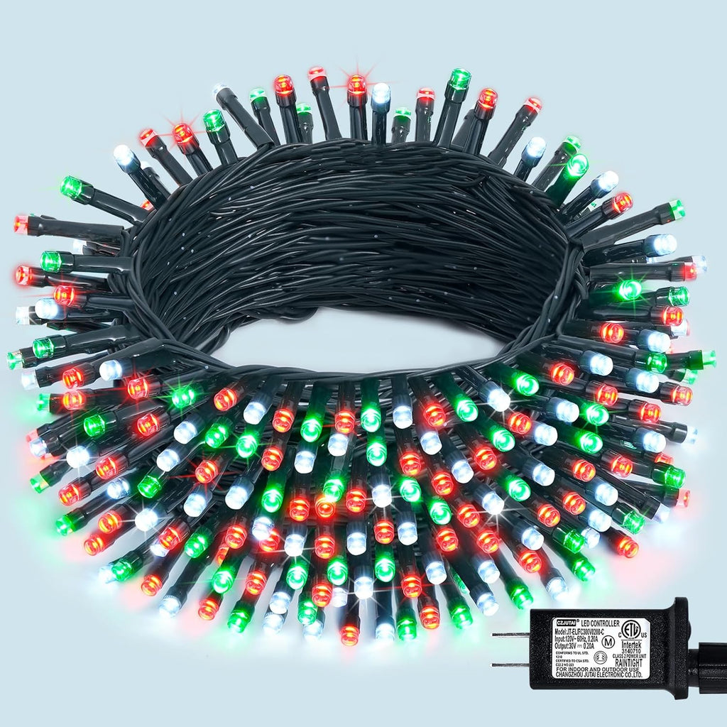 JMEXSUSS 200 LED Red White and Green Christmas Lights Outdoor, 66ft Connectable Twinkle String Lights Plug in, 8 Modes Waterproof Christmas Tree Lights for Outside Indoor Yard Xmas Decoration
