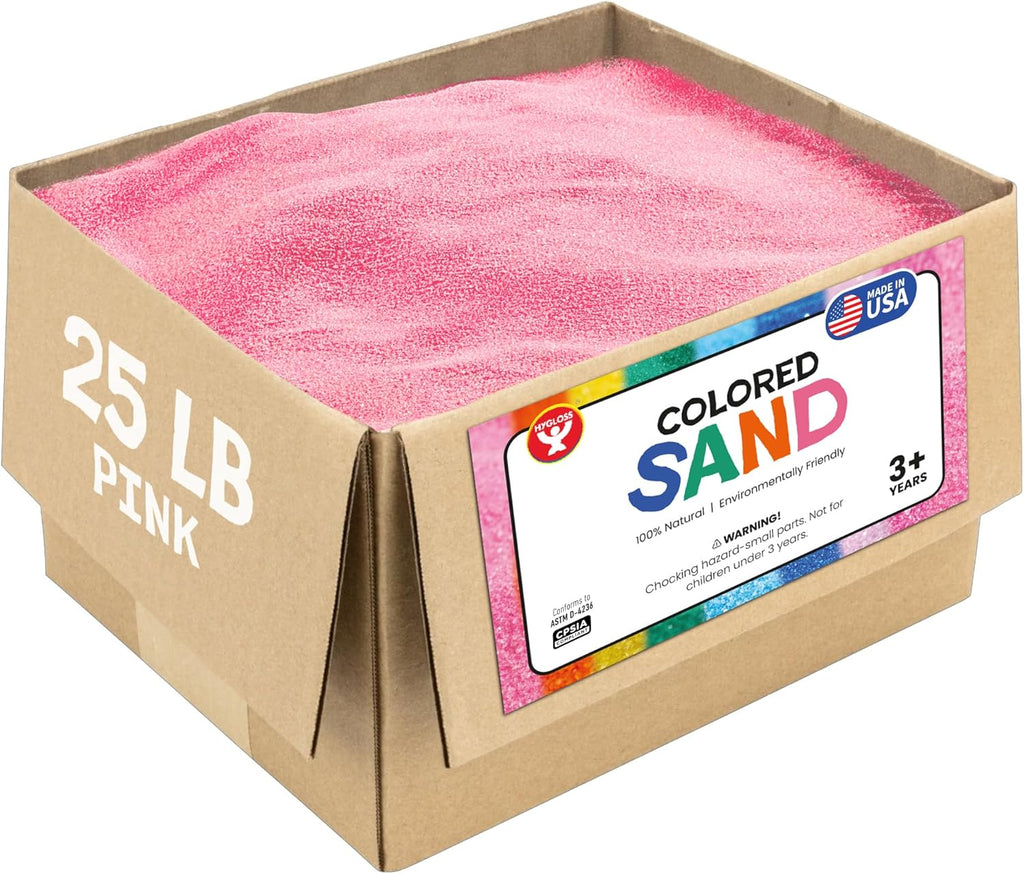 Hygloss Colored Sand for Crafts – 25 lb, Pink – Vibrant Colorful Fine Sensory Play Sand Art Kits for Kids – Classroom Activities for Children 3 4 5 6 7 8 9 10 11 12 – Safe for Ages 3+
