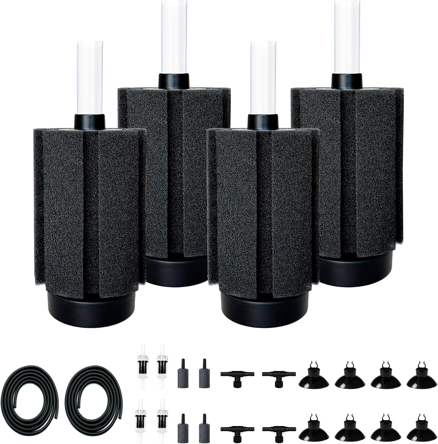 4Pcs Aquarium Sponge Filter 40 Gallon, Sponge Filter 50Gal with Airstone Breeding Fry Betta Shrimp Fish Tank 10 Gal to 50 Gal